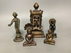 A group of Jain bronze figures of deities, 18th century and later, tallest 18cm