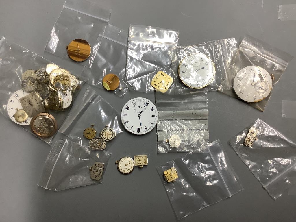 A small quantity of wrist and pocket watch movements including Waltham & Longines. - Image 2 of 2