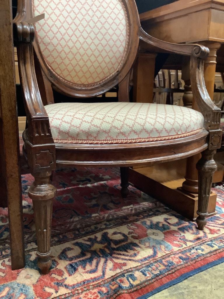 A pair of 19th century French elbow chairs, width 62cm, depth 50cm, height 100cm - Image 3 of 3