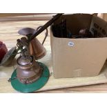 A quantity of mixed copper and a bronze pestle and mortar