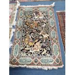 A Persian part silk pictorial rug, 124 x 80cm