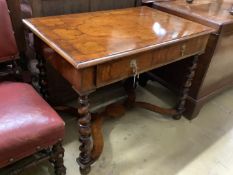 A William and Mary style walnut and marquetry side table, width 96cm, depth 64cm, height 74cm