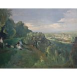 Rodney Joseph Burn (1899-1984)Picnickers in a landscapeOil on canvas61 x 75 cm. unframed.