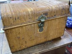 A Victorian tin trunk 'The Albert' with painted simulated oak finish, length 61cm