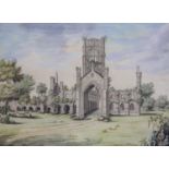 18th century English SchoolView of Kirkstall Abbeyink and watercolour15 x 20.5cm A local Private
