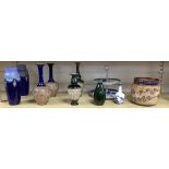 A quantity of mixed Royal Doulton ceramics - 8 vases, a cake stand and a flower pot