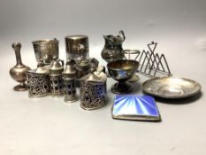 A group of 18th century and later silver, including a George III Newcastle sauceboat, by John