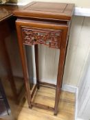 A pair of Chinese rosewood tall stands, width 28cm, height 91cm