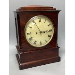 A Victorian mahogany twin fusee bracket clock, height 40cm width 31cm excl. bracket