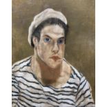 Attributed to Robert Dumont-Smith (1908-1994), oil on board, Portrait of a young sailor, 64 x 50cm