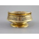 A late 19th century Russian 84 zolotnik silver gilt and niello bonbon basket,assay master A.