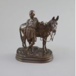 Alfred E. Dubucand (1828-1894) a bronze of a North African boy and donkeysigned to base18cm high