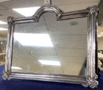 A 19th century Spanish engraved white metal mounted easel mirror, maker's mark, Espunes, Madrid