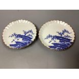 A pair of Japanese Kakiemon blue and white dishes, late 17th century, diameter 15cm, Spink & Son