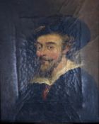 After Rembrandt, oil on canvas, Portrait of a gentleman, 19 x 15cm