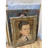 R. Dumont-Smith, three oil on board portraits and a watercolour sketch, largest 77 x 50cm