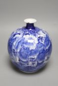 A Japanese blue and white globular vase, height 25cm