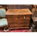 An 18th century banded walnut chest, width 95cm, depth 51cm, height 90cm