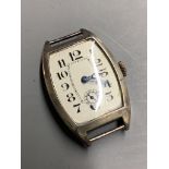 A gentleman's 1930's? Swiss 935 white metal manual wind wrist watch(no strap),case diameter 25mm.