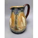 Cricket Interest- A Doulton Lambeth cricketing jug, c.1900, height 20.5cm