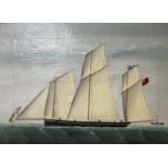 Victorian School, oil on canvas, naive study of the lugger-rigged trawler 'Rosa',the Cockel [sic]