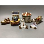 A Royal Crown Derby Treasures of Childhood Carousel money box and six other Royal Crown Derby