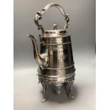 An Elkington's silver plated tea kettle on stand, height 43cm