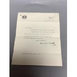 Winston Churchill: A signed type written letter