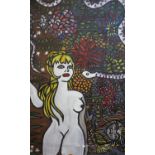 John Upton (1933-)‘Eve in the Garden’Oil on canvasInscribed verso140 x 90 cm. unframed