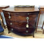 A late Georgian bow-fronted mahogany chest with brushing slide, width 94cm, depth 54cm, height 88cm