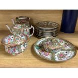 A collection of 19th century Chinese Export famille rose tableware,all with similar polychrome