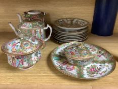A collection of 19th century Chinese Export famille rose tableware,all with similar polychrome