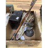 Miscellaneous items, including a Victorian swordstick,a vintage parasol, a Japanese miniature