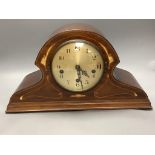 An Edwardian inlaid mahogany cased mantel clock, width 44cm, height 26cm