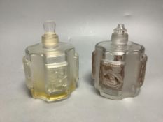 Two Lalique 'Helene' perfume bottles, missing outer covers