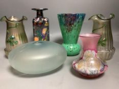 A Vasart mottled glass vase and a quantity of other art glass, tallest 19cm