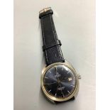 A gentleman's late 1960's stainless steel Omega Cosmic automatic wrist watch, on associated leather