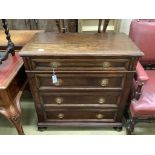 A 17th century style oak chest of four drawers, width 91cm, depth 48cm, height 91cm