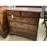 A small 19th century chest of two short and three long drawers, width 80cm, depth 45cm, height 78cm