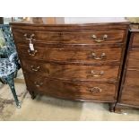 A Regency inlaid mahogany chest fitted four graduated long drawers, width 107cm depth 52cm height