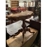 A Victorian figured walnut serpentine folding card table, width 90cm, depth 45cm, height 76cm