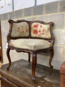 An Edwardian carved beech corner chair, width 50cm, height 75cm