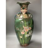 A large Japanese Satsuma pottery ‘moriage’ vase, height 61cm