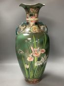 A large Japanese Satsuma pottery ‘moriage’ vase, height 61cm