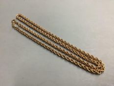 A 9ct two-colour textured and plain chain link necklace,71cm,20.5g
