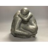 Modern British, a carved granite group of an embracing couple, initialled JMB?, height 26cm