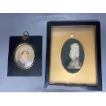 A late 18th century gesso profile portrait of a lady, framed, named verso ‘Haycraft. 1775’,