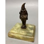 An Art Deco style bronze pierrot, on onyx base, height 10cm