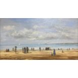 Gerard Roux (1946-), oil on canvas, Promenade à Mareé Basse, signed, 19 x 33cm