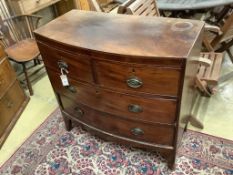 A Regency mahogany bow-fronted chest of drawers(reduced in height), width 89cm, depth 46cm, height